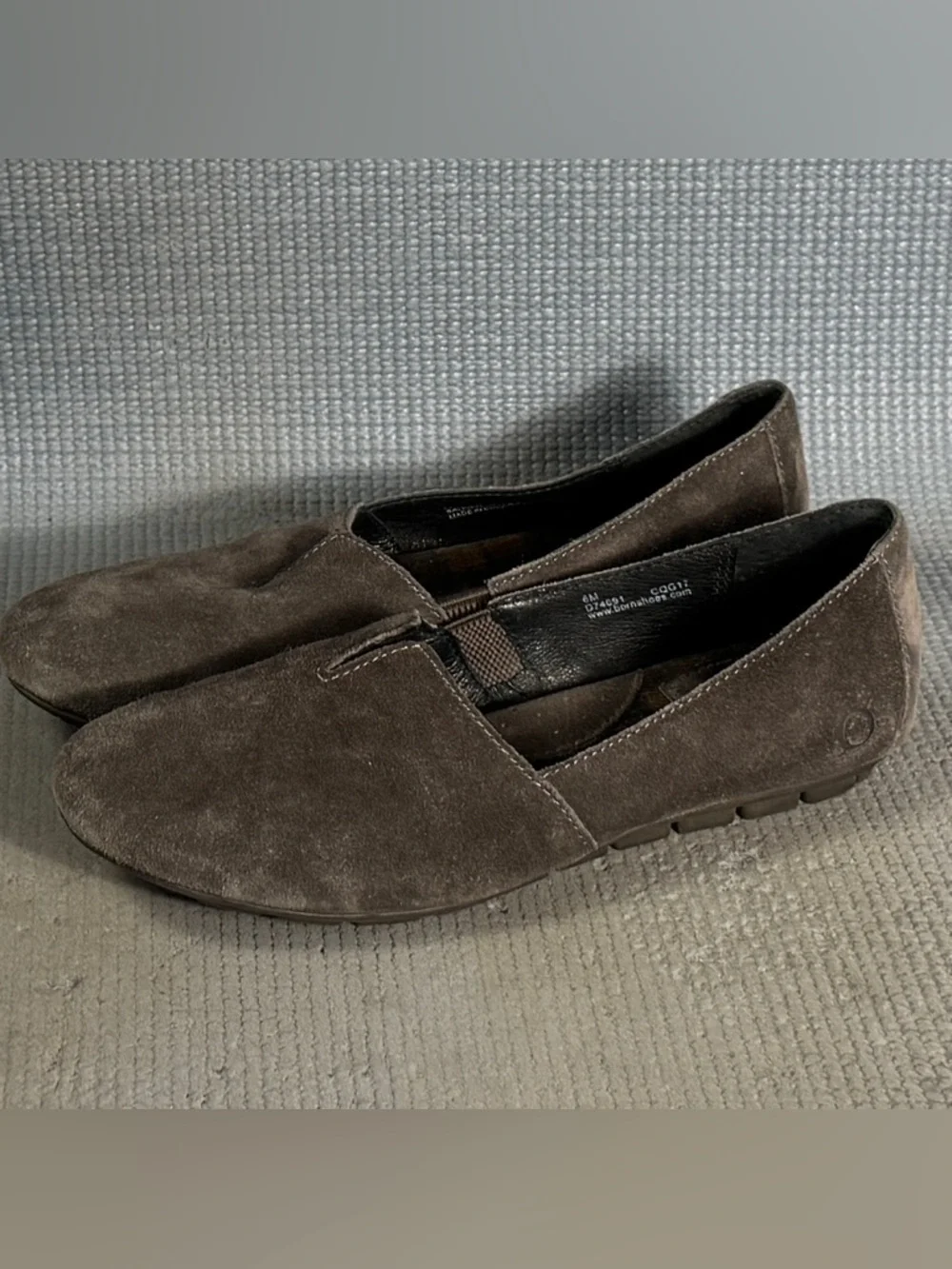 Born Sebra Gray‎ Suede Comfort Moccasin Flat Loafers Shoes Women’s Size 6